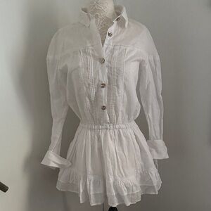 White Cotton Button-Up Dress